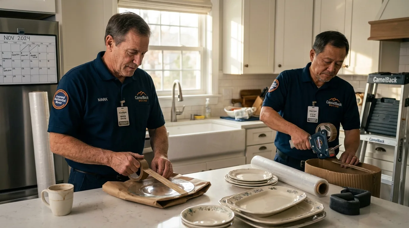 Professional crew packing kitchen dishware in Fort Thomas, KY